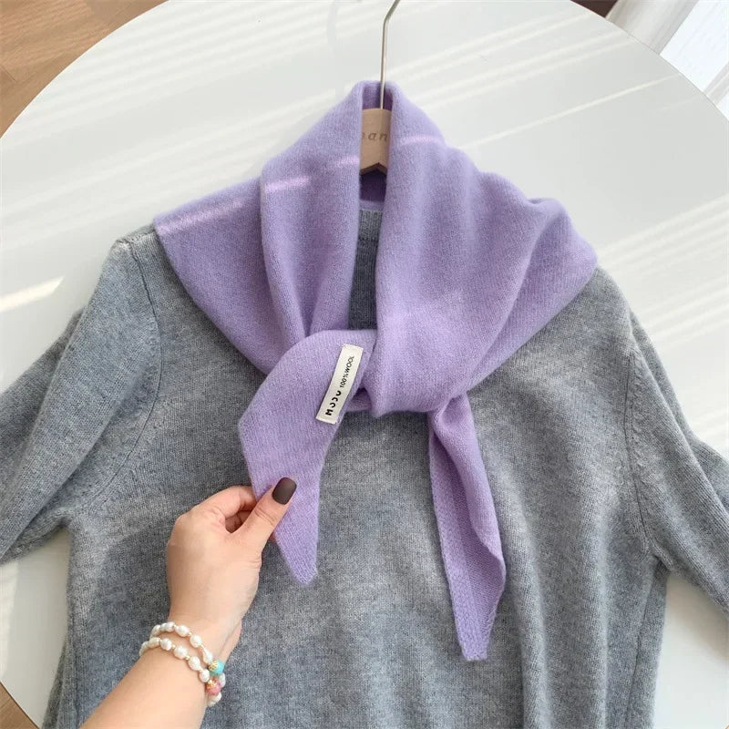 The Knit Wool Triangle Scarf