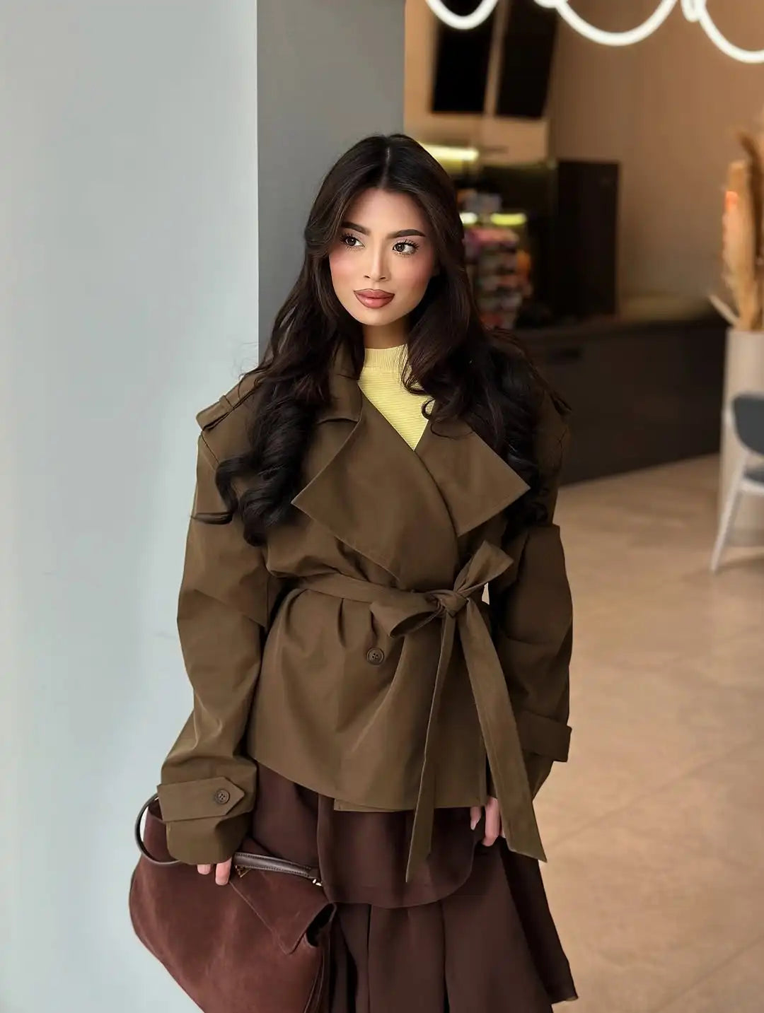 The Lace-Up Belted Short Trench