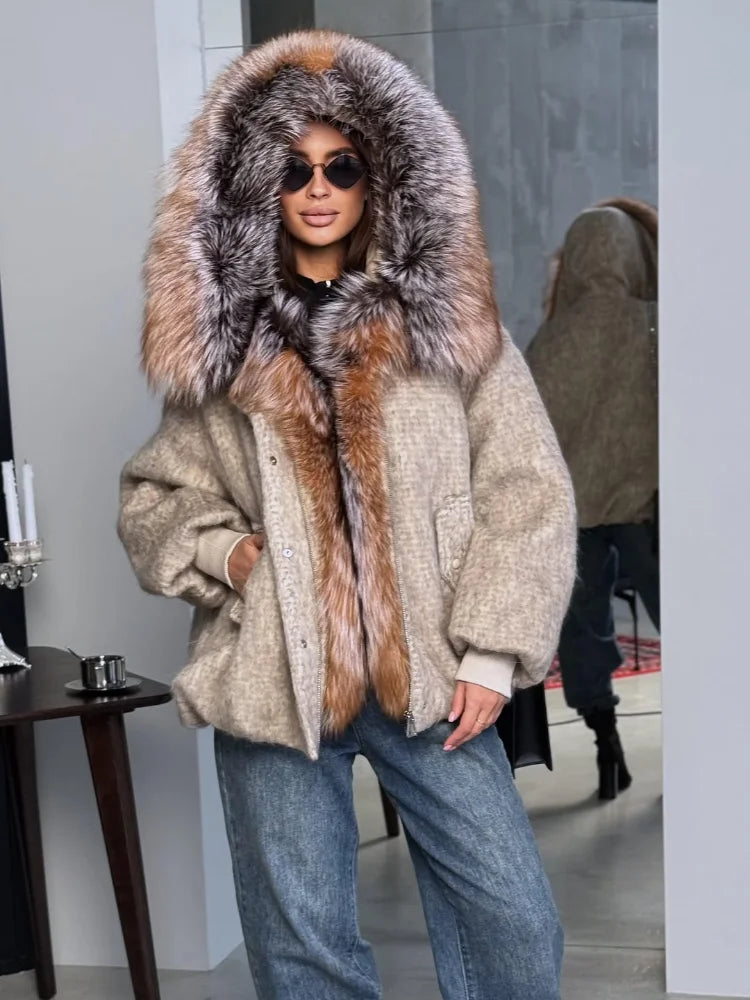 The Cruelty-Free Fur Trim Patchwork Coat