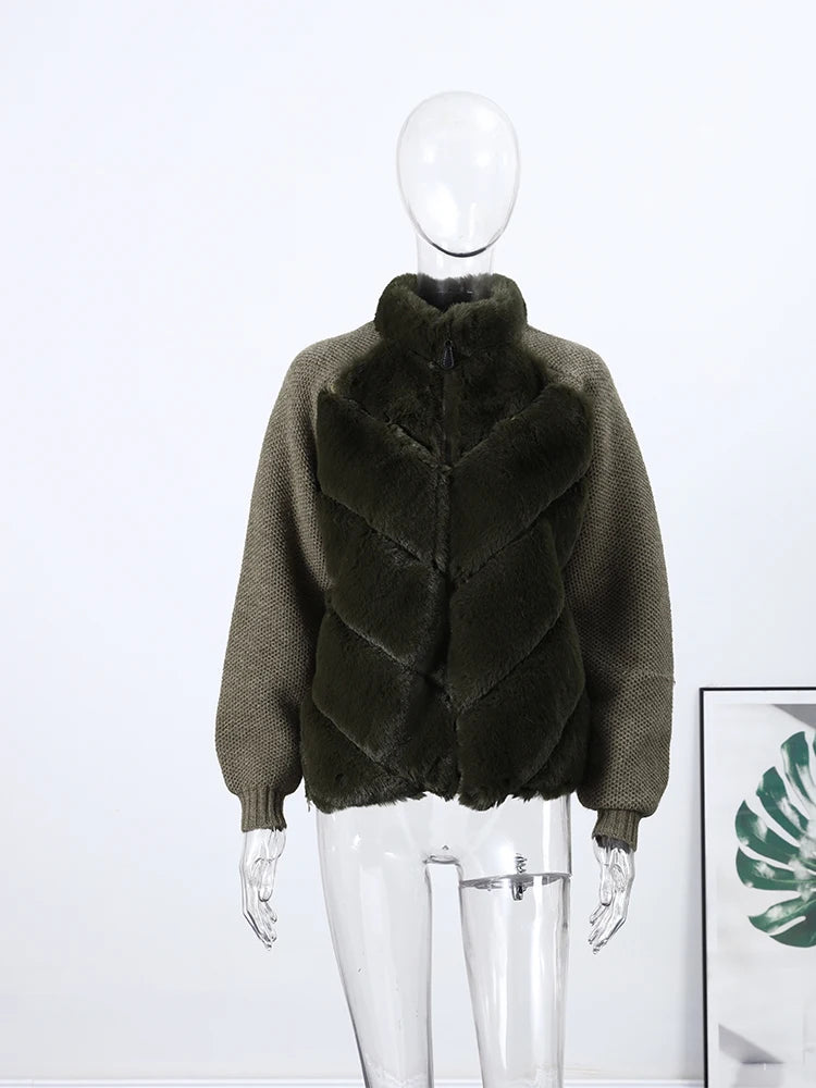 The Cruelty-Free Fur Panel Zip Jacket