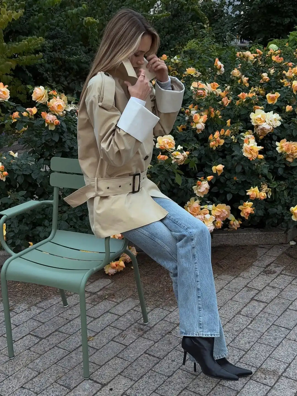 The Stand-Collar Contrast-Cuff Trench