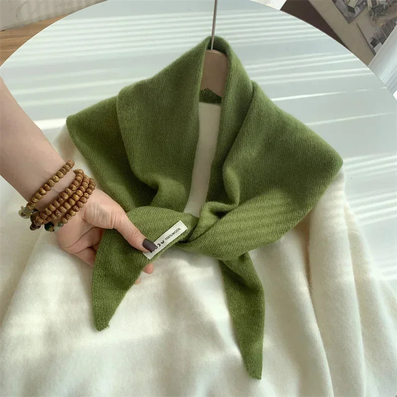 The Knit Wool Triangle Scarf