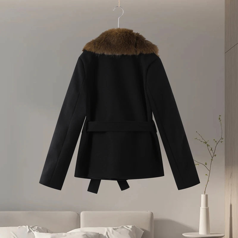 The Belted Cruelty-Free Fur Shawl Coat