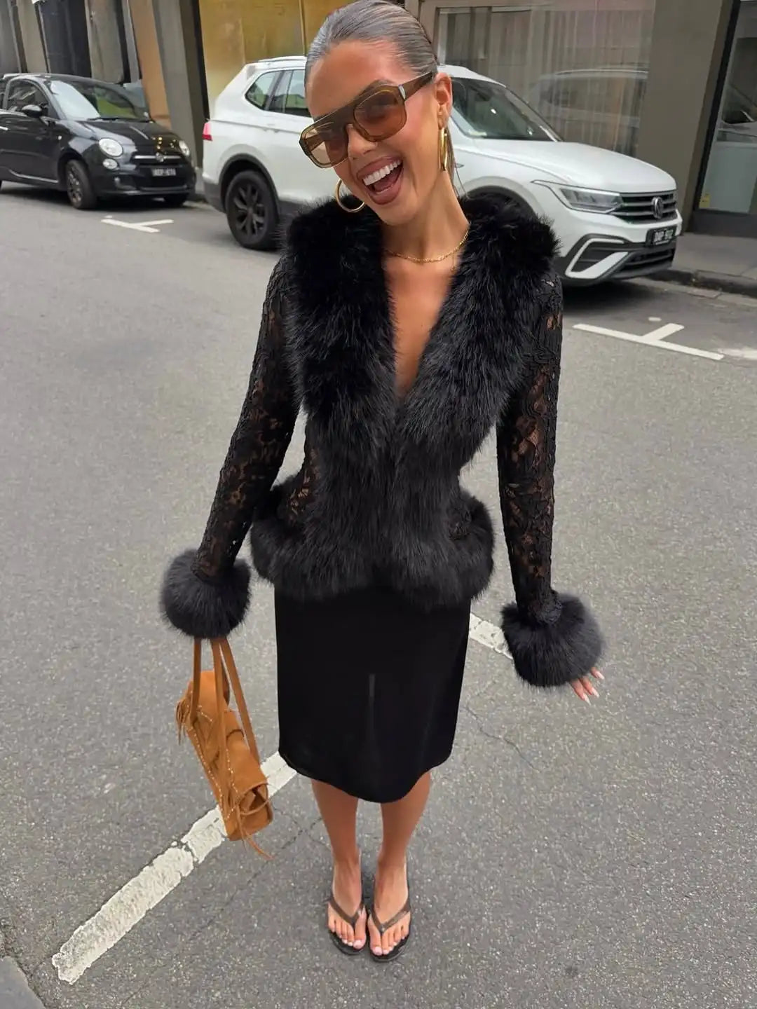 The Cruelty-Free Leather Jacket with Fur Collar