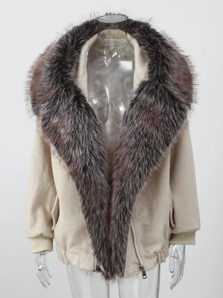 The Cruelty-Free Fur Trim Patchwork Coat