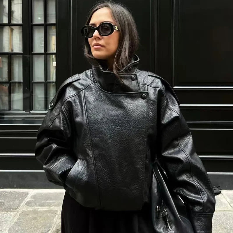 The Cropped Cruelty-Free Leather Bomber