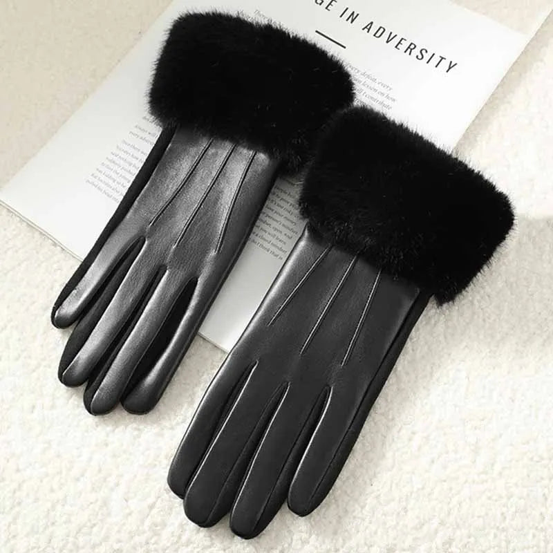 The Cruelty-Free Leather Gloves with Fur Cuff — product view 8