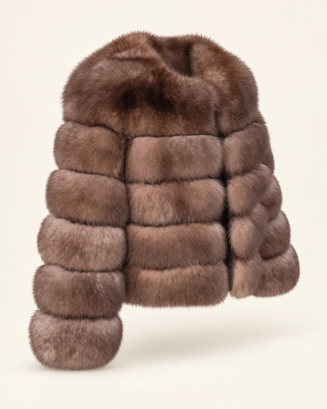 The Fox Fur Jacket in Sable — studio view
