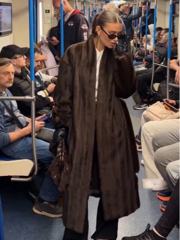 The Long Brown Cruelty-Free Fur Coat