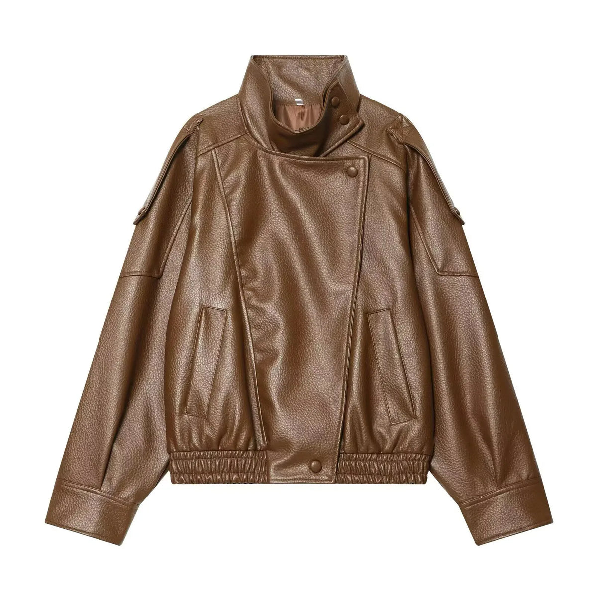The Button-Front Cruelty-Free Leather Jacket