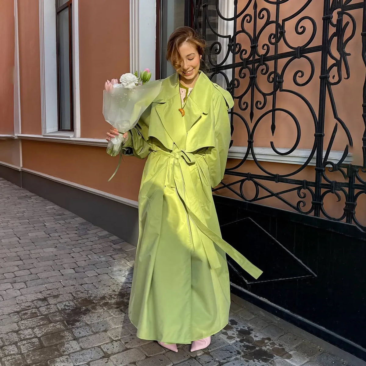The Lace-Up Belted Short Trench