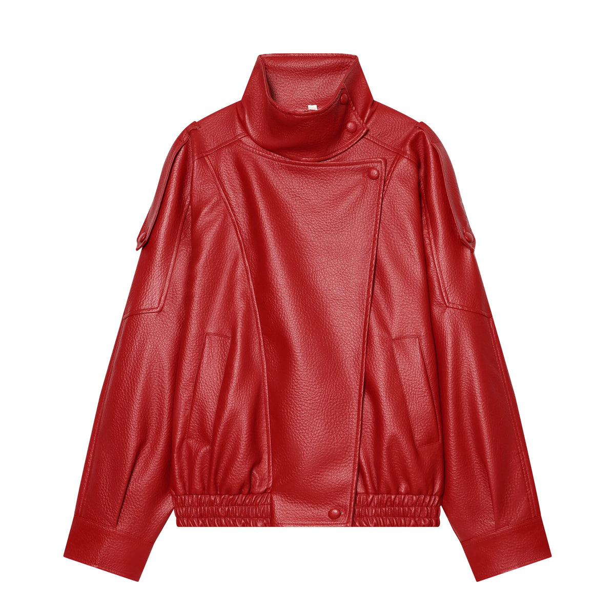 The Button-Front Cruelty-Free Leather Jacket