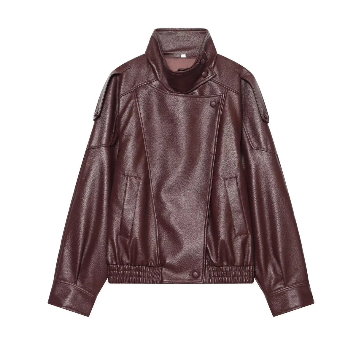 The Button-Front Cruelty-Free Leather Jacket