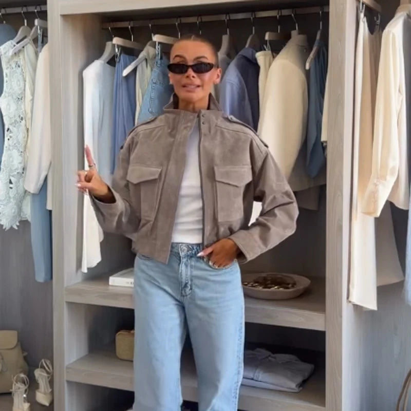 The Zip Cruelty-Free Suede Belted Jacket