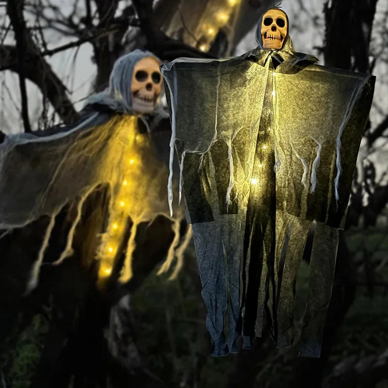 Hanging Skull Ghost Decoration — Lighted or Unlit