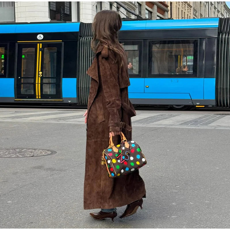 The Long Cruelty-Free Suede Overcoat