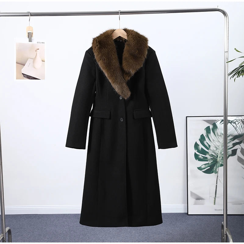 The Cruelty-Free Fur Lapel Long Coat