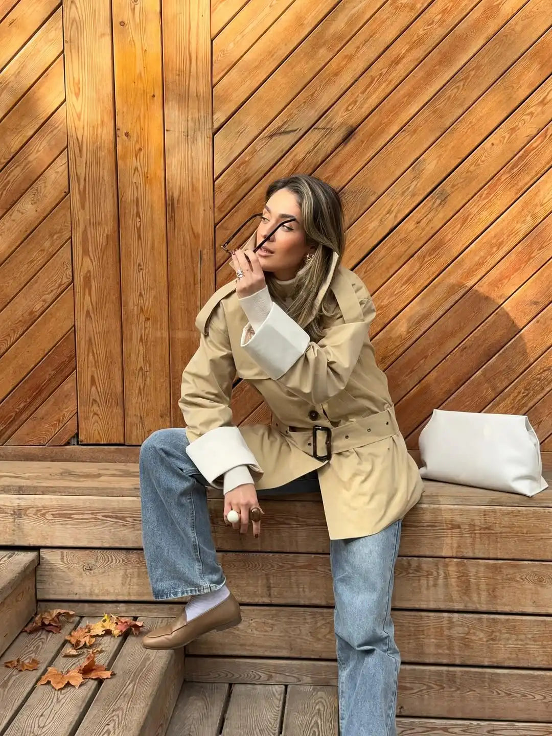 The Stand-Collar Contrast-Cuff Trench