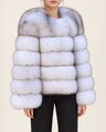The Fox Fur Jacket in Natural White — front view