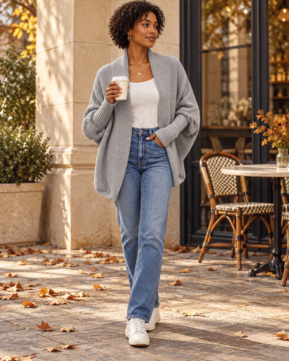 The Oversized Batwing Knit Cardigan — lifestyle