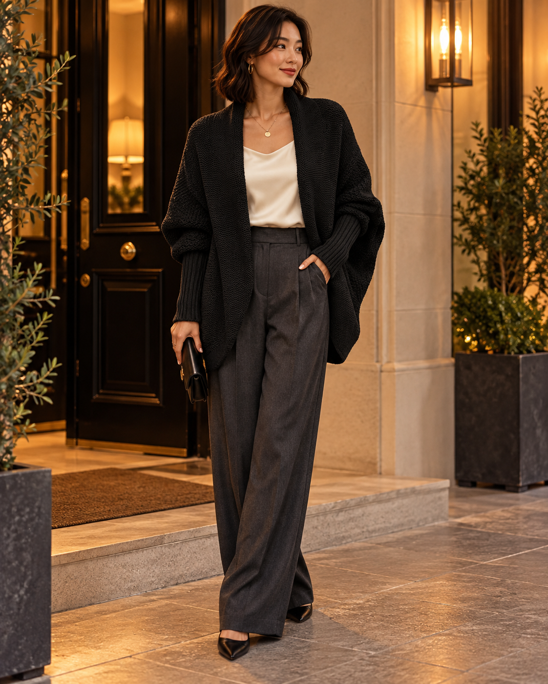 The Oversized Batwing Knit Cardigan — evening layer