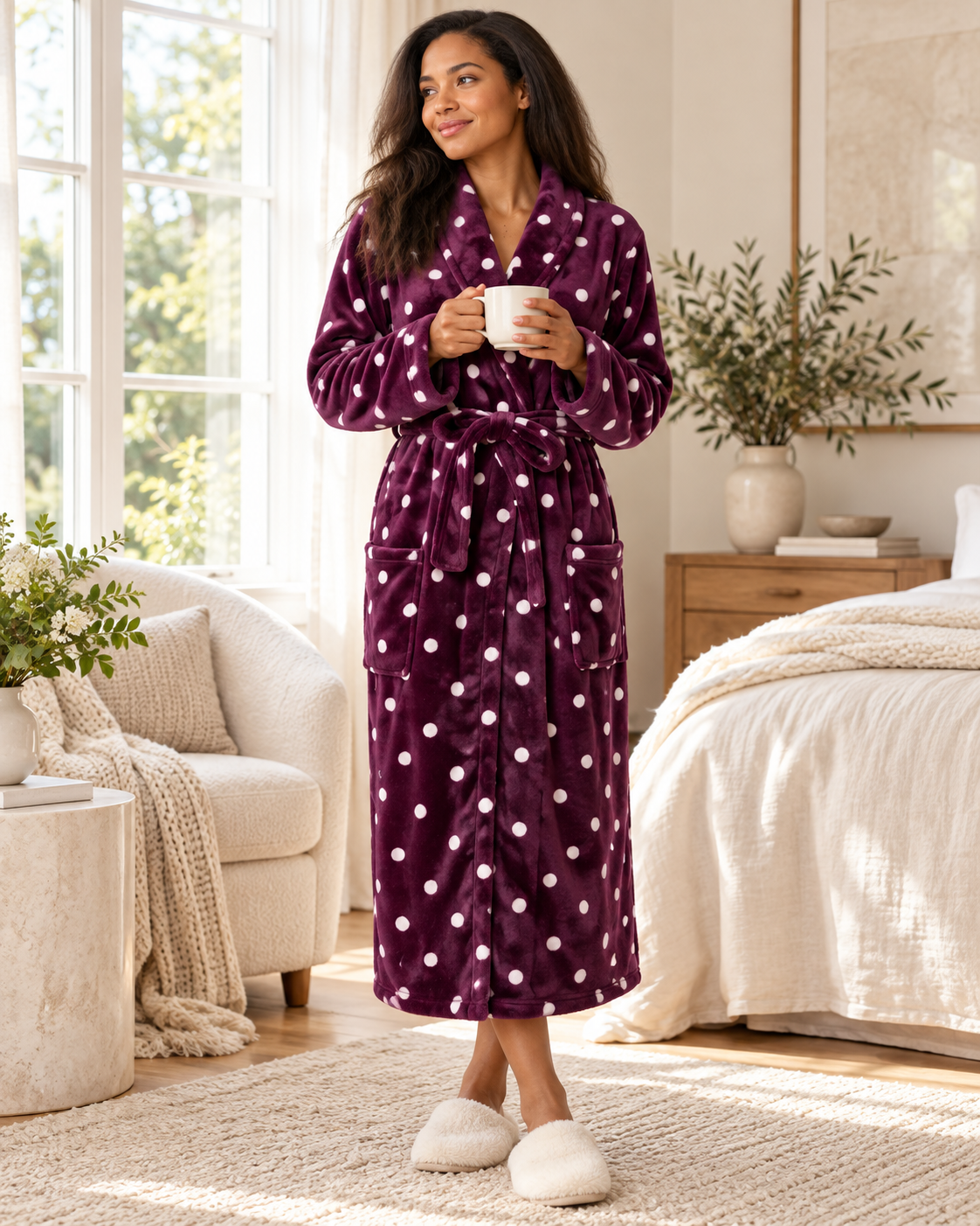The Plush Fleece Shawl-Collar Robe — lifestyle