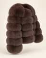 The Fox Fur Jacket in Brown — studio view