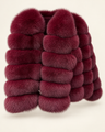 The Fox Fur Jacket in Claret — studio view