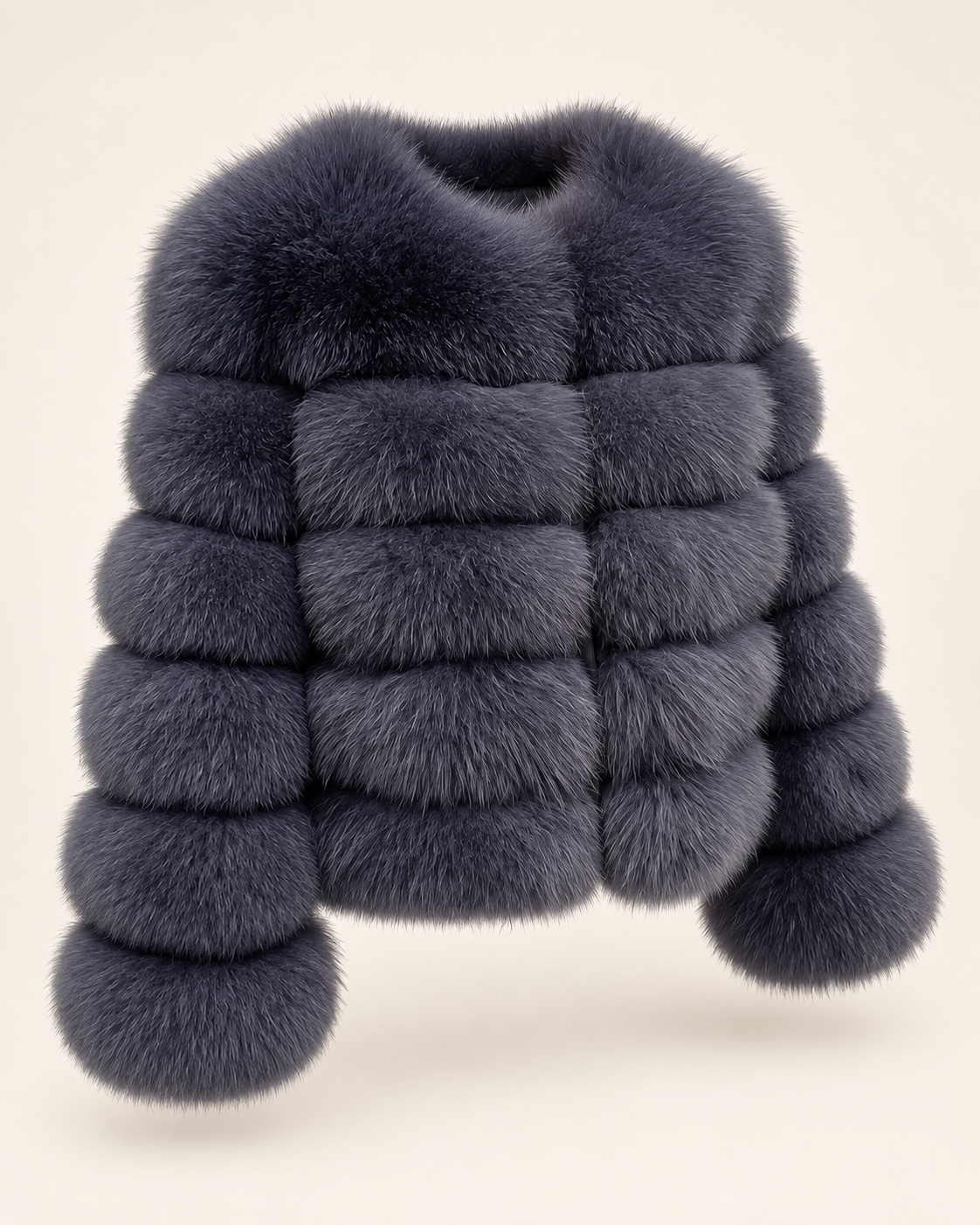 The Fox Fur Jacket in Dark Grey — studio view