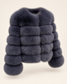 The Fox Fur Jacket in Dark Grey — studio view