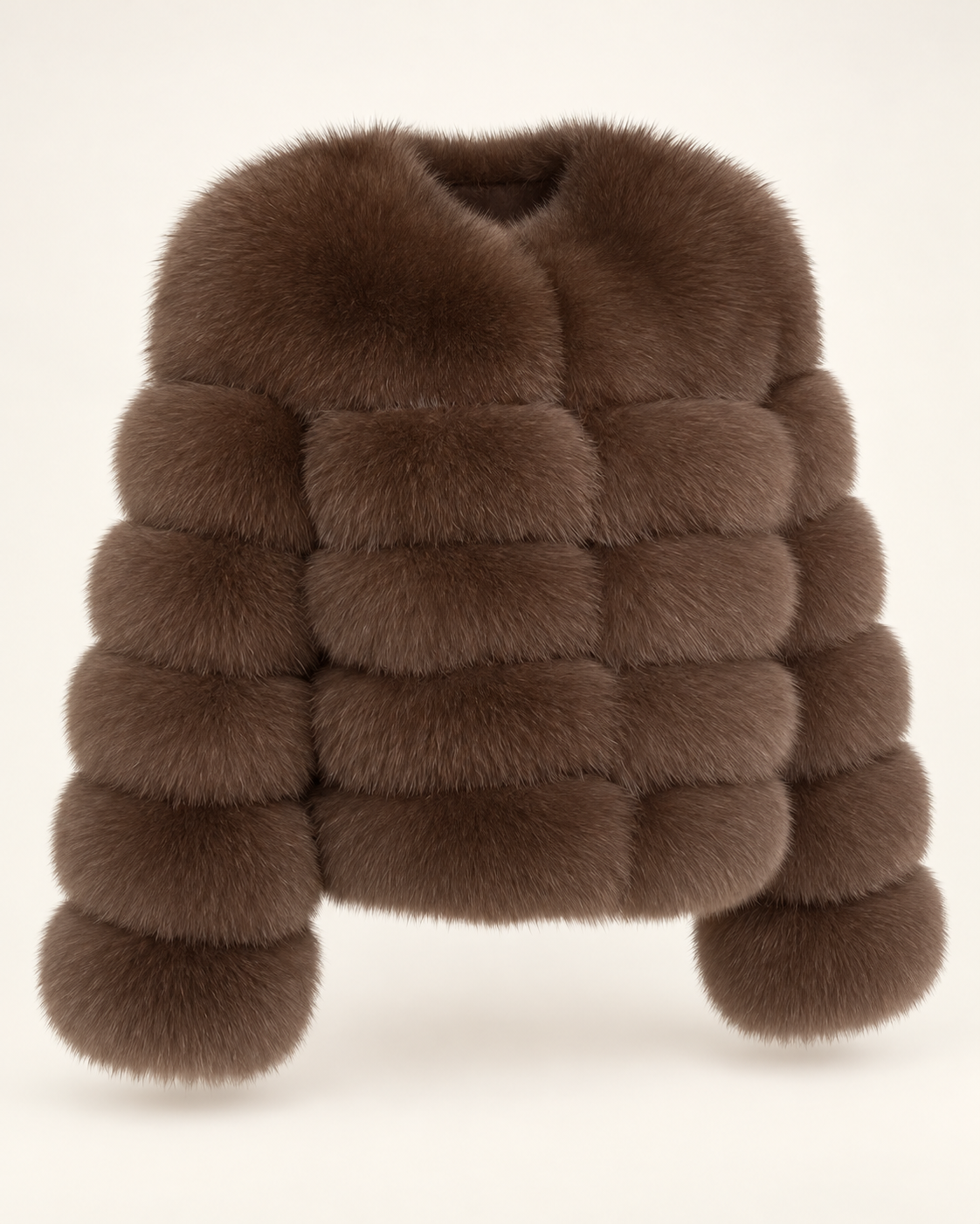 The Fox Fur Jacket in Khaki — studio view