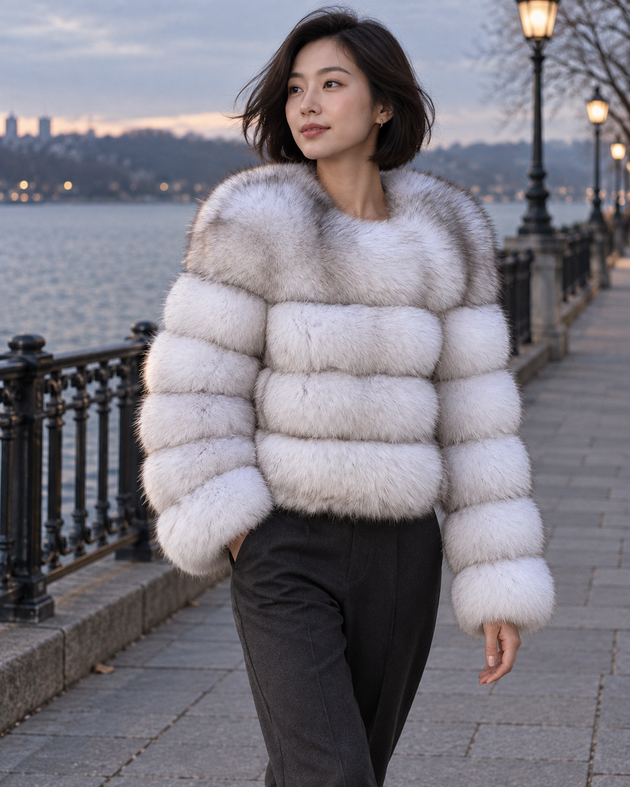 Natural White Fox Fur Jacket — lakefront styling
