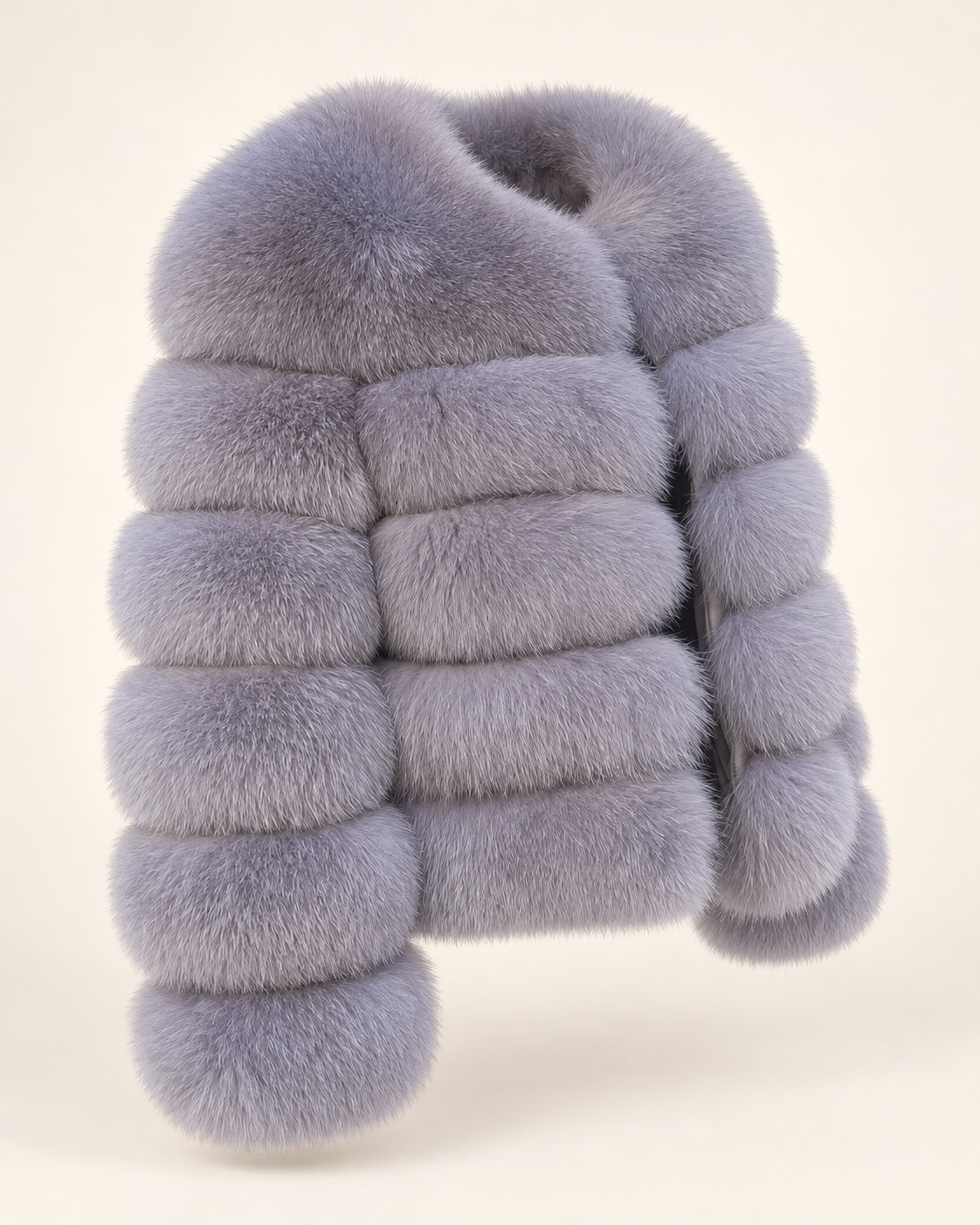 The Fox Fur Jacket in Light Grey — studio view