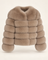 The Fox Fur Jacket in Light Khaki — studio view
