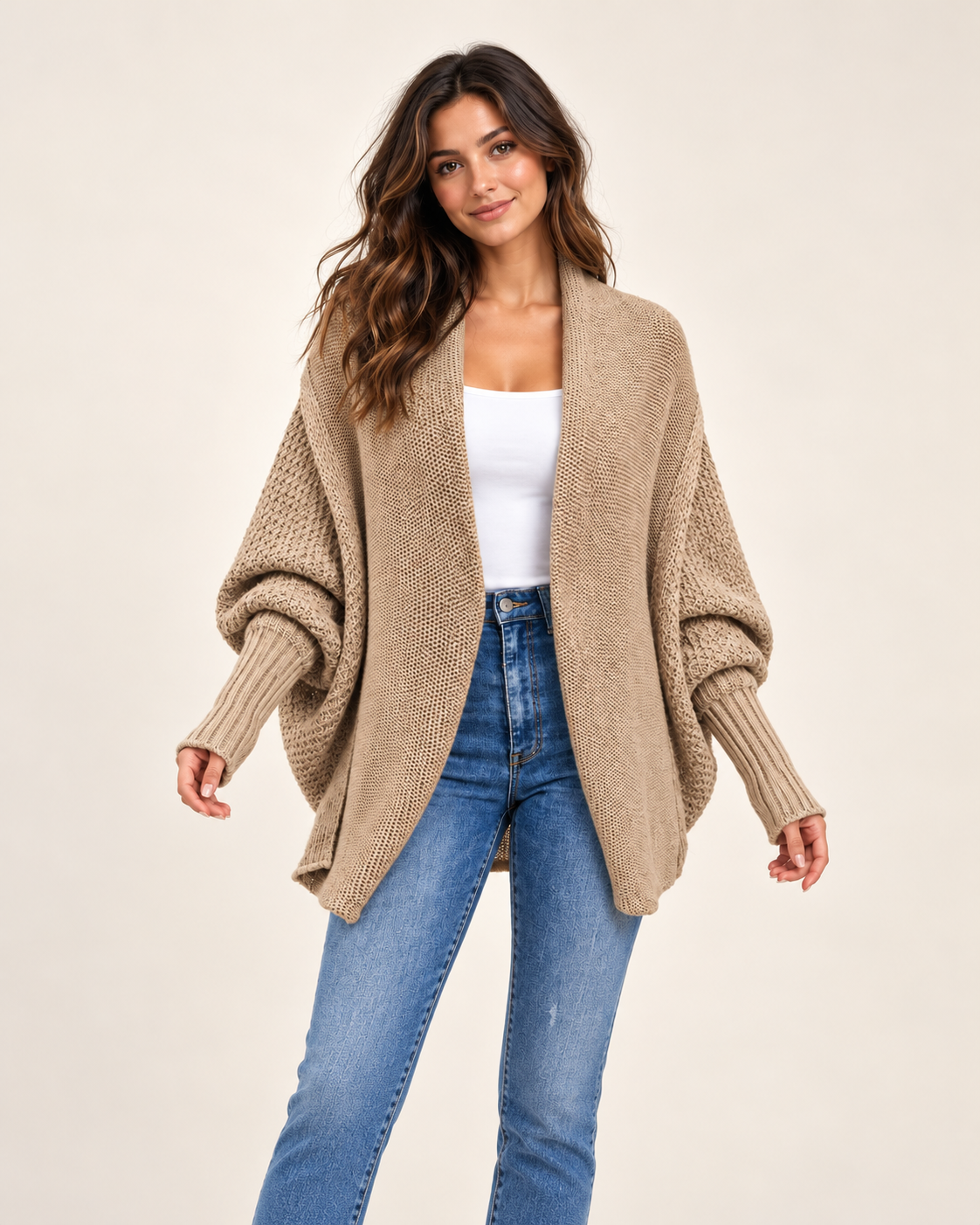 The Oversized Batwing Knit Cardigan — hero portrait