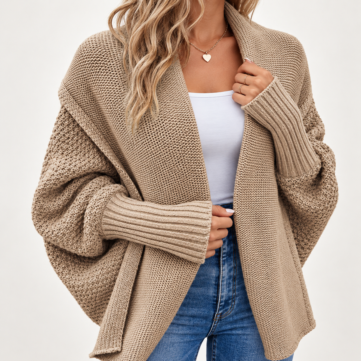 The Oversized Batwing Knit Cardigan — knit sleeve detail