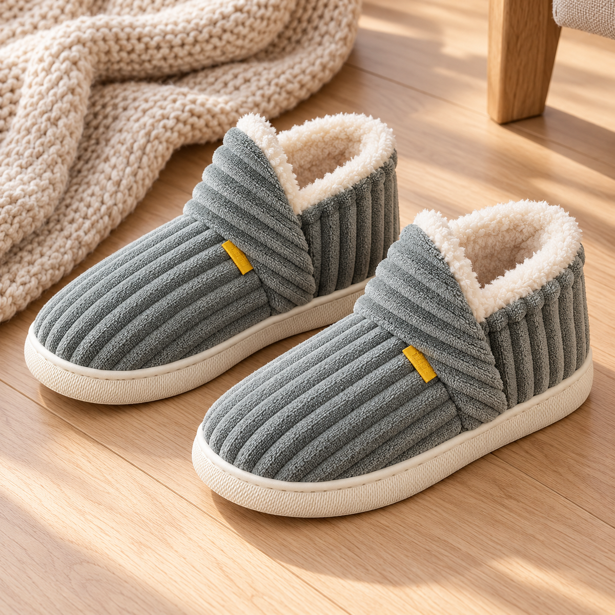 The Plush Ankle Slipper Booties — styled view; accessories not included