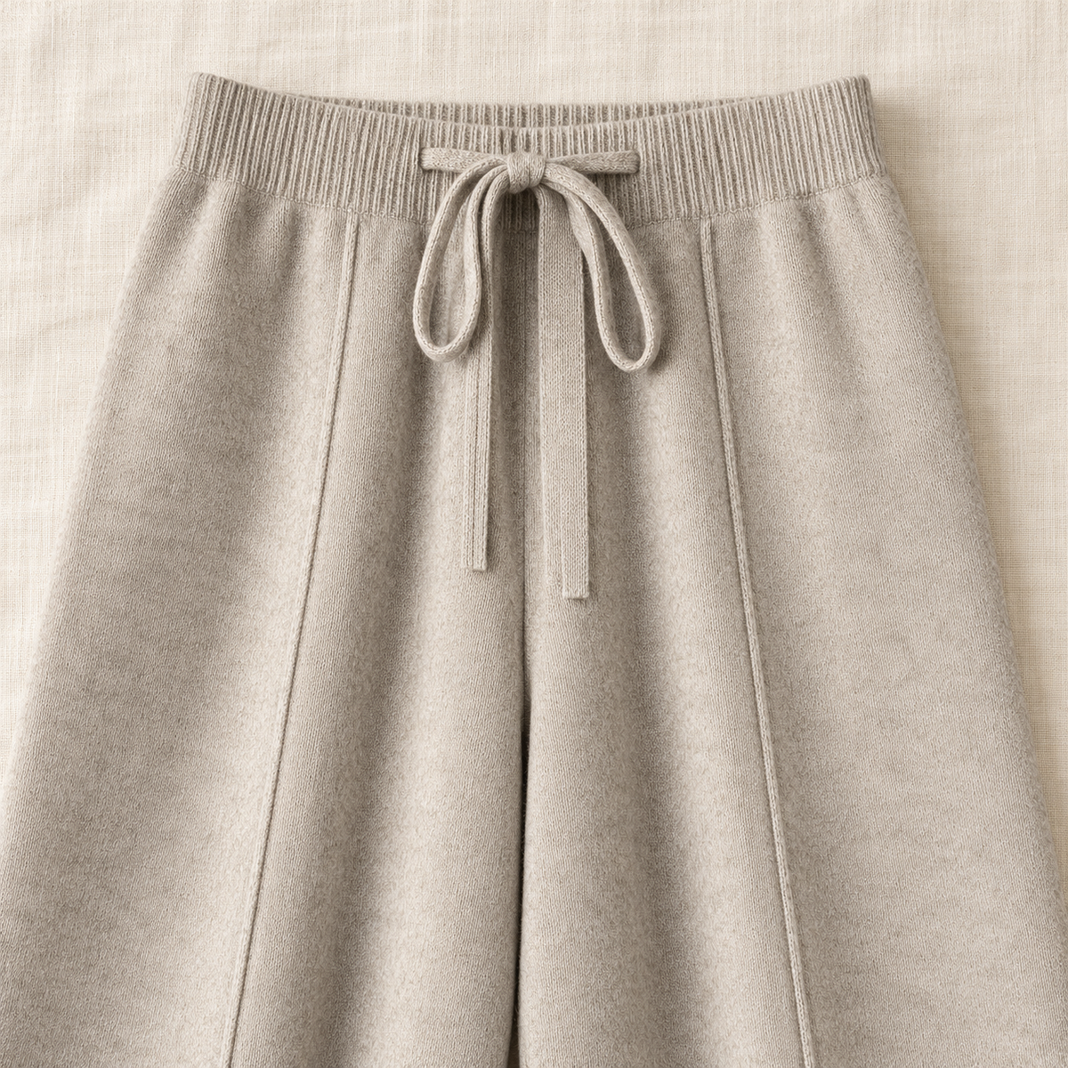 The Merino-Blend Knit Wide-Leg Trousers — detail view