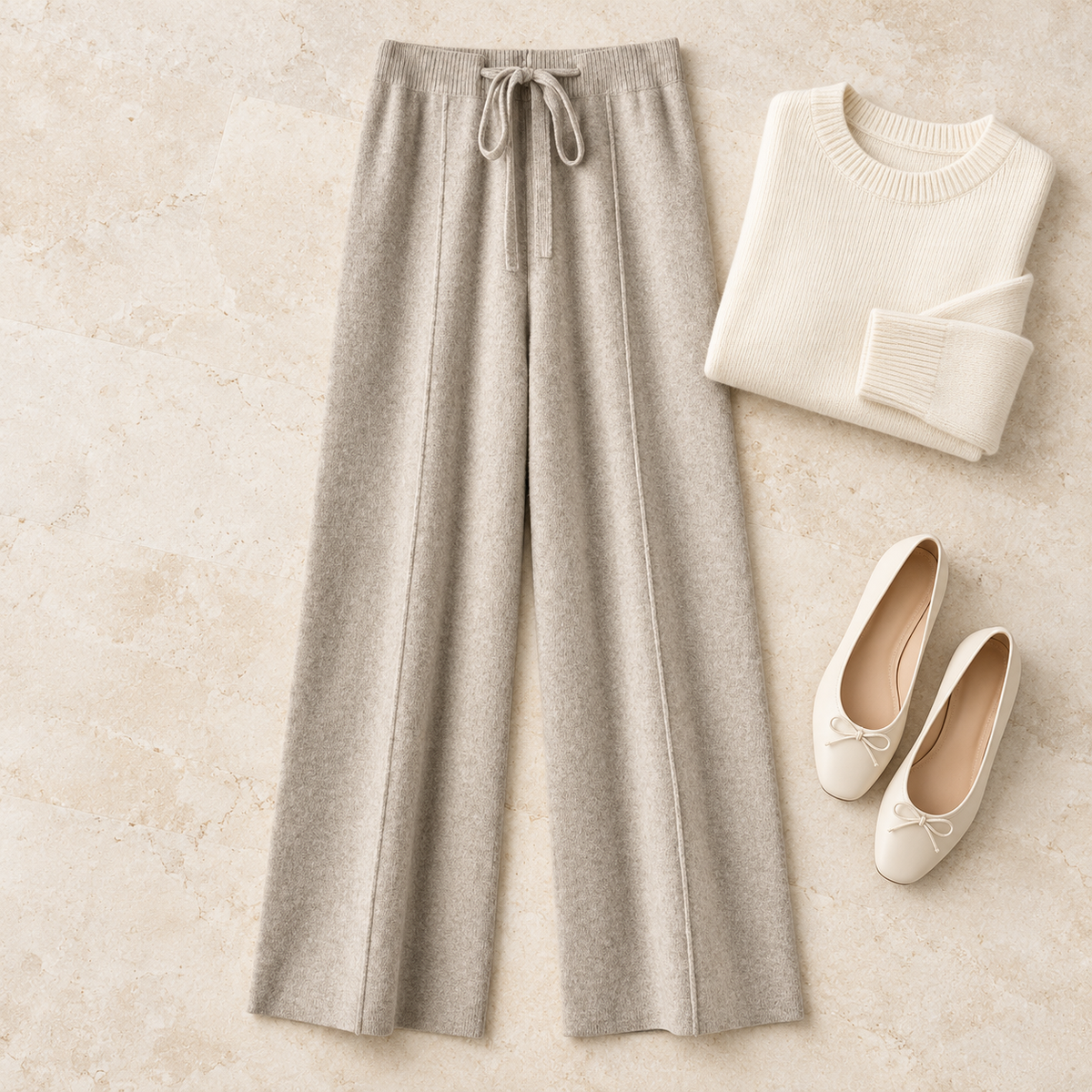 The Merino-Blend Knit Wide-Leg Trousers — styled view; accessories not included