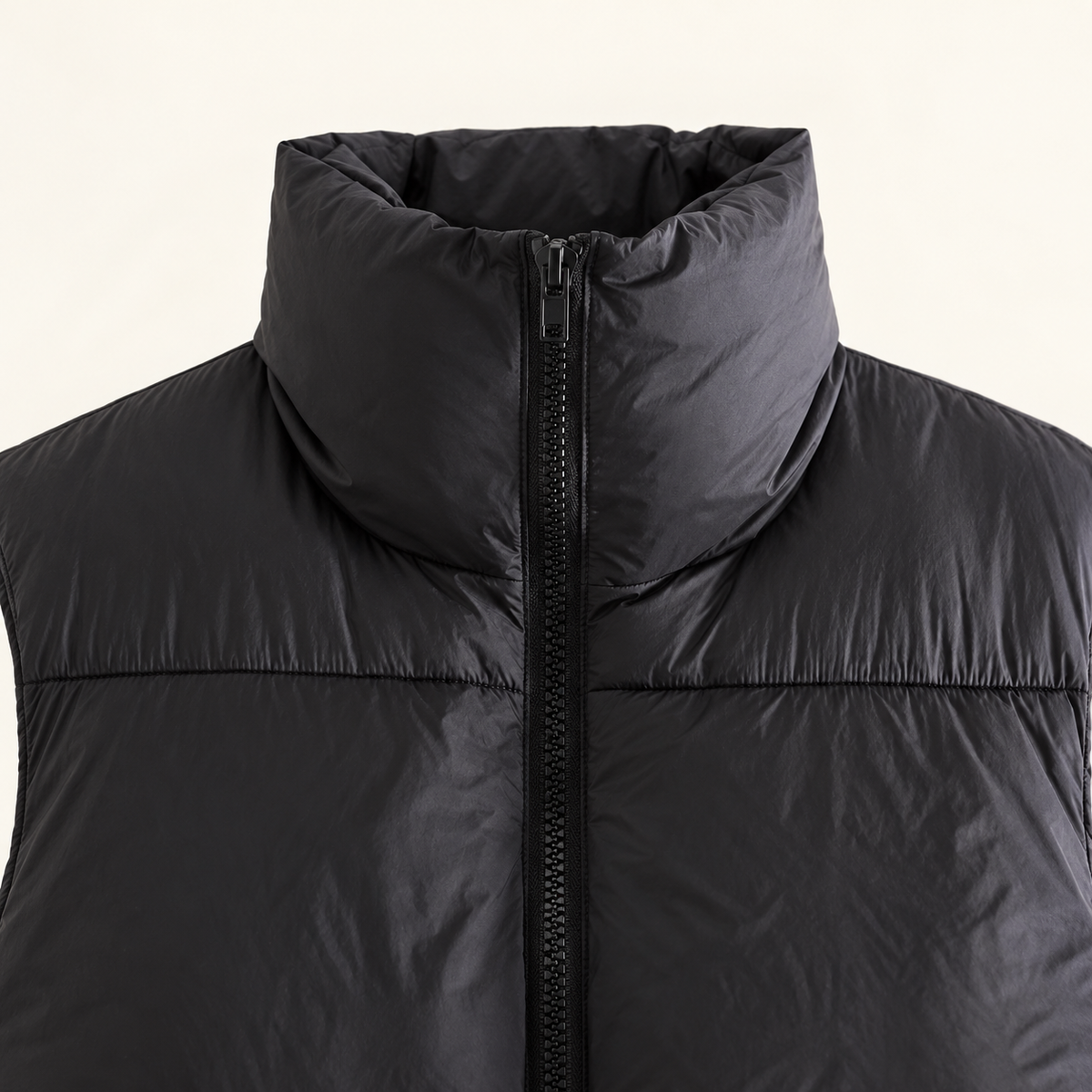 The Cropped Quilted Vest — detail view