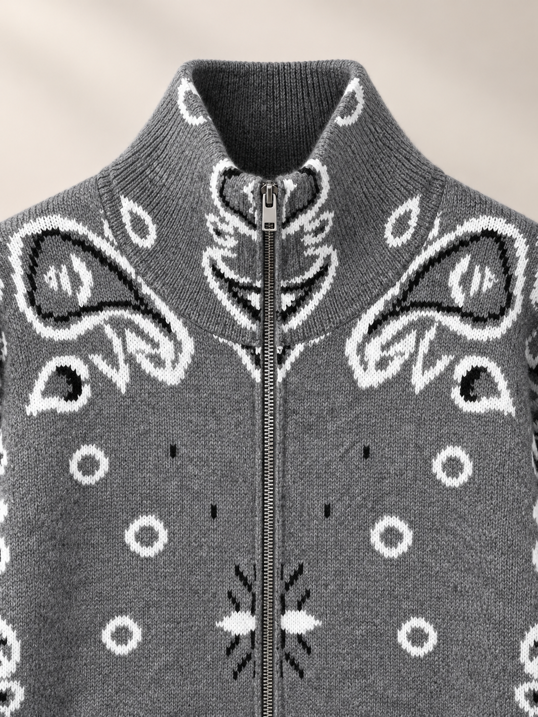 The Jacquard Zip Cardigan Jacket — detail view