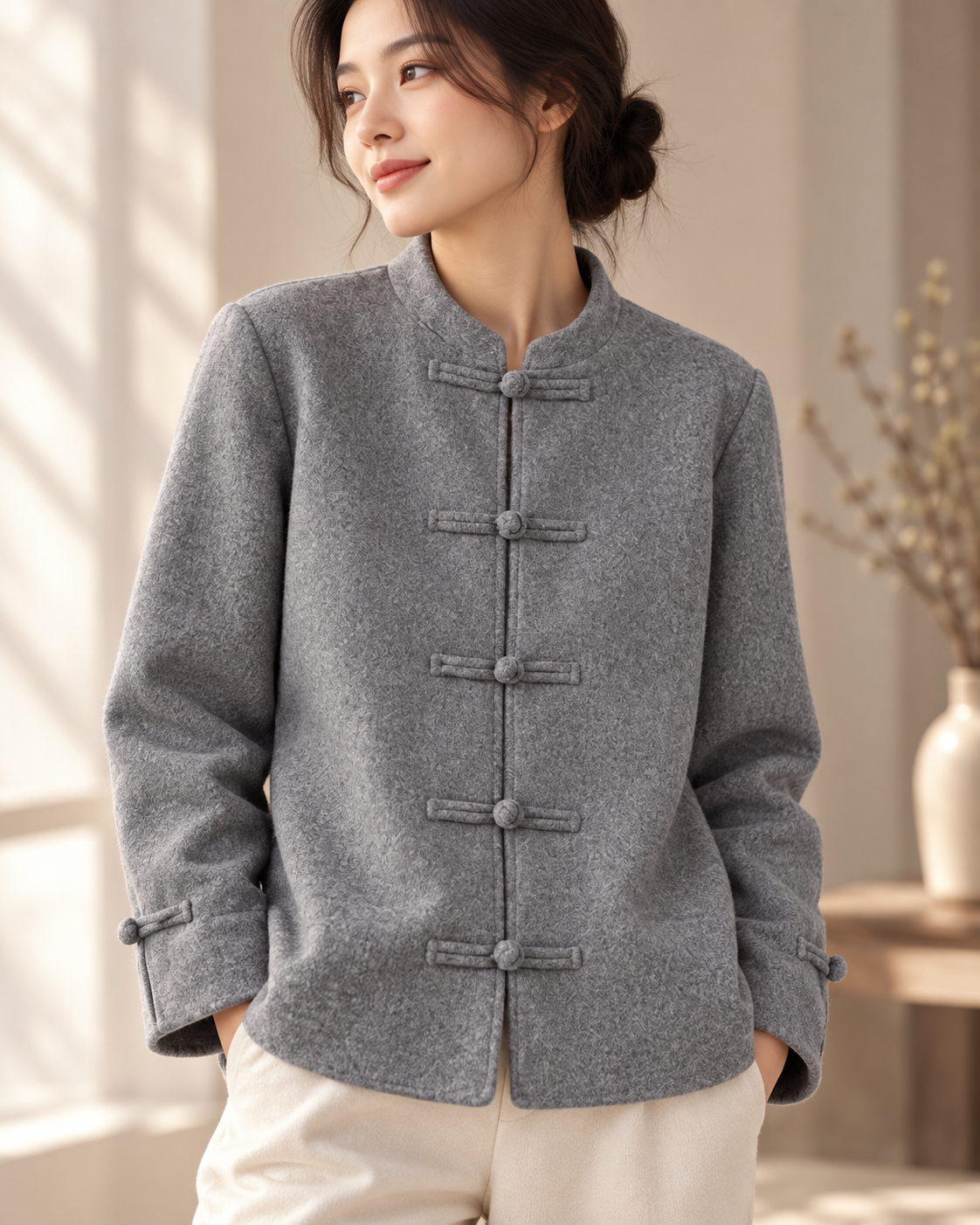The Frog-Button Mandarin Jacket — construction detail