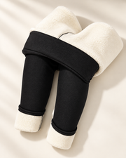 Fleece-Lined Sculpting Leggings — black textured — Aurelle Row