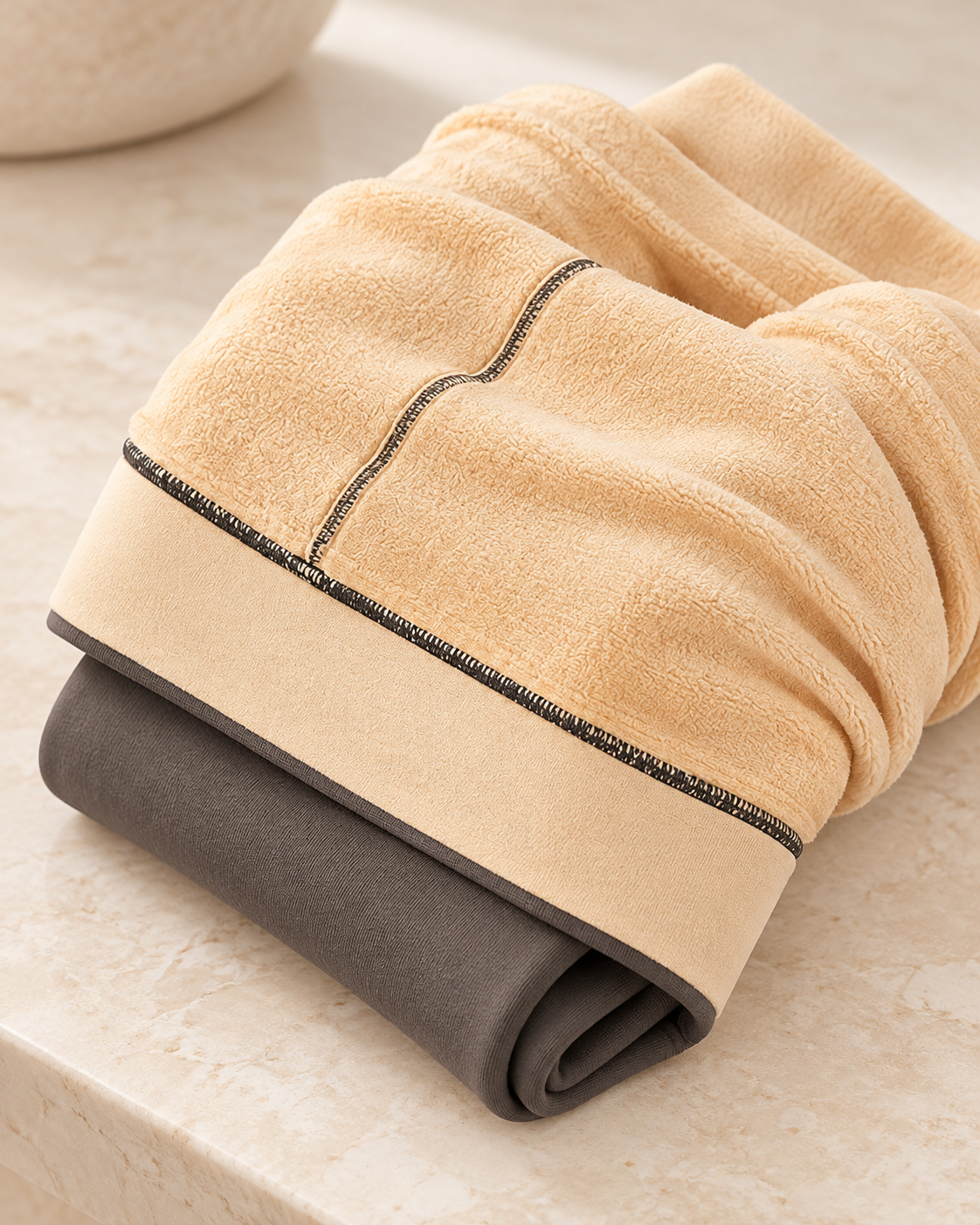 Warm fleece inside the sheer-look tights