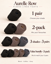 Choose 1, 2, 3 or 5 pairs of fleece-lined tights; mix and match Black, Coffee and Grey in the value 5-pack
