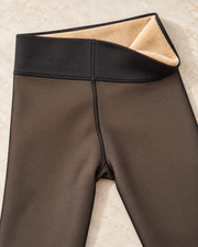 Wide high-rise waistband and fleece lining detail