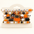 Halloween Cat & Pumpkin Bead Bracelets — Set of 6; front view.