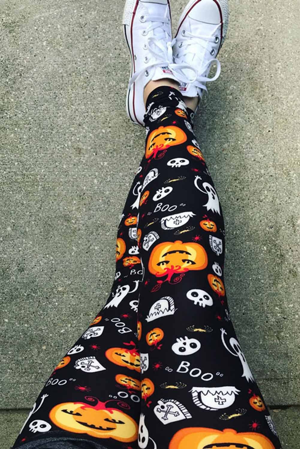 Pumpkin and ghost Halloween leggings