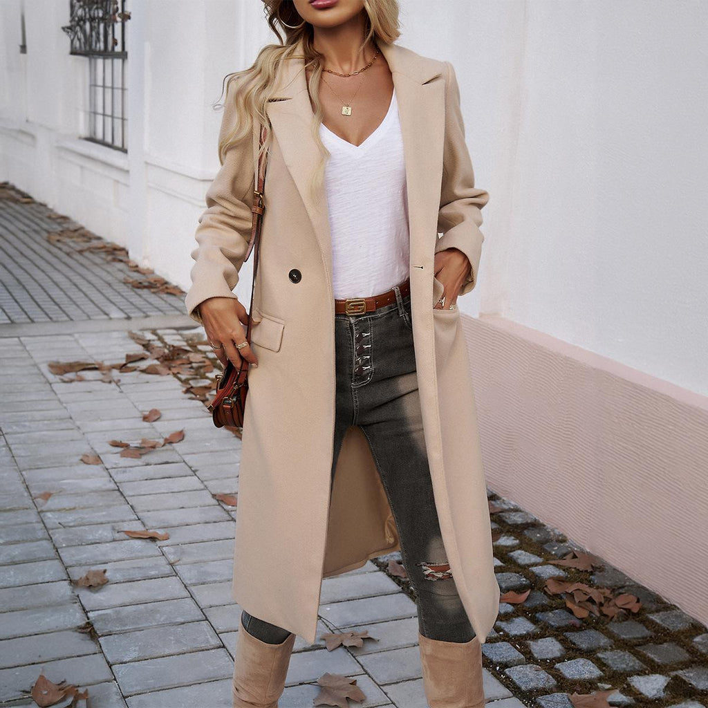 Apricot longline lapel coat