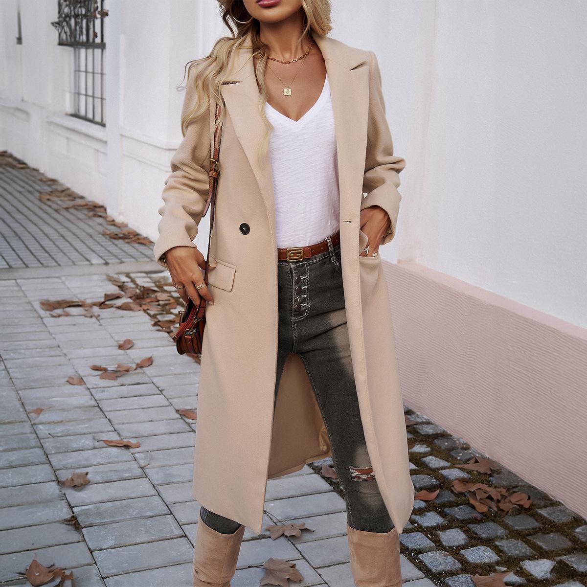 Apricot longline lapel coat